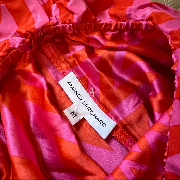 Amanda Uprichard Silk strapless Pink Orange Mini Dress M NWT - Picture 4 of 9